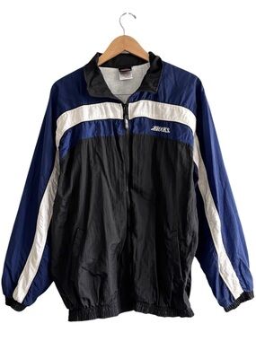 Vintage Y2K Brooks Colourblock Striped Black Running Windbreaker Jacket